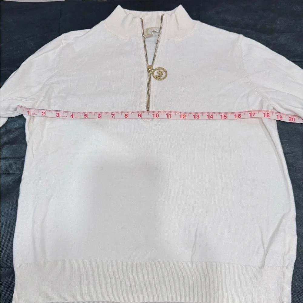 🔥Michael Kors White Half-Zip Knit Sweater Women’s Size M EC🔥